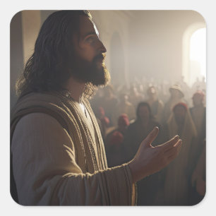 Jesus Christ Teaching In The Temple Chosen Square Sticker