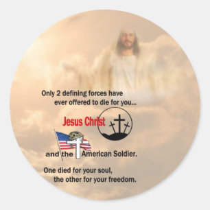 Jesus Christ & the American Soldier Classic Round Sticker
