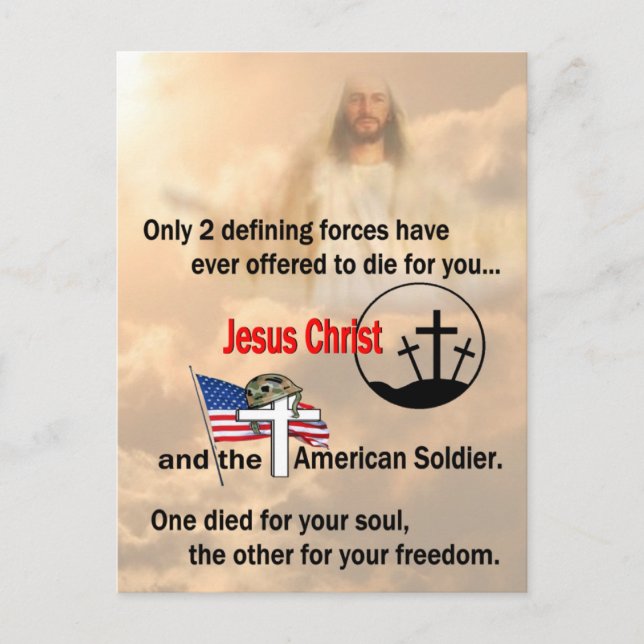 Jesus Christ & the American Soldier Postcard (Front)