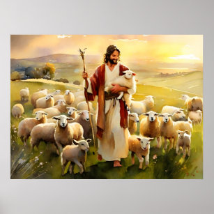Jesus Christ The Good Shepherd Poster