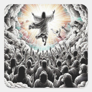 Jesus Christ The Rapture Religious Christian Art  Square Sticker