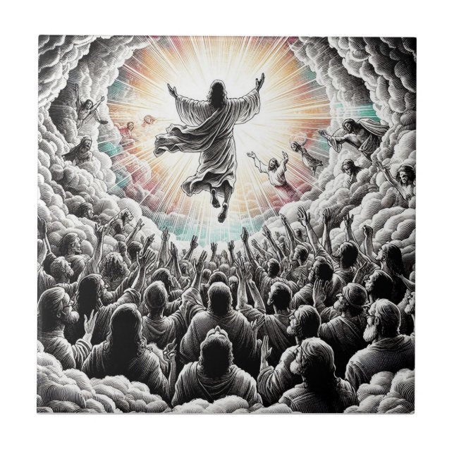 Jesus Christ The Rapture Religious Christian Art  Tile (Front)