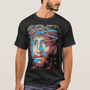 Jesus Christ Thorn Crown Abstract Christian art T-Shirt
