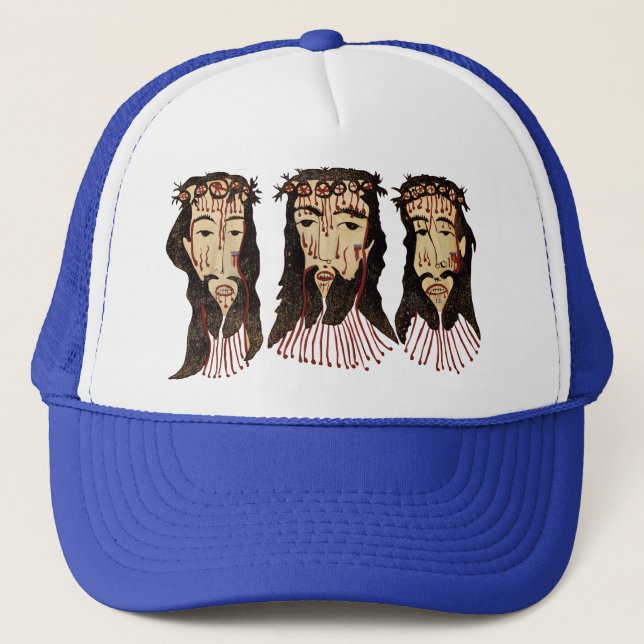 Jesus Christ Thorn Crown Folk art Painting Trucker Hat (Front)