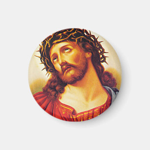 jesus christ thorn crown vintage art painting  but magnet