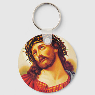 jesus christ thorn crown vintage art painting key ring