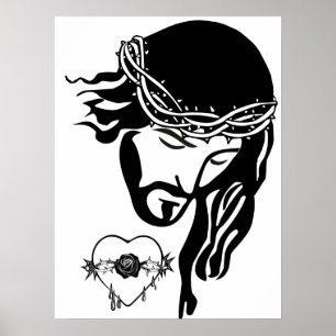 Jesus Christ Thorns Bleeding Heart Art Poster