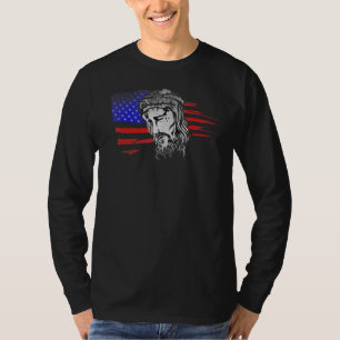 Jesus Christ Usa American Flag Distressed Vintage T-Shirt