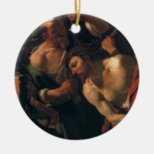 Jesus Christ w. the Crown of Thorns Ceramic Tree Decoration