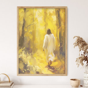 Jesus Christ Walking Art Print, Large Christ Oil Poster