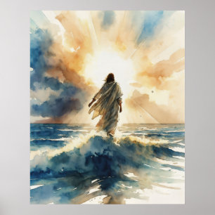 Jesus Christ Walking on Water Poster