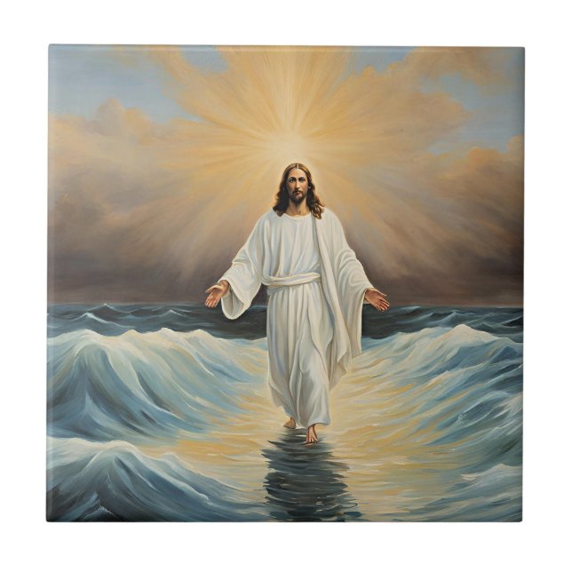 Jesus Christ Walking on Water Tile (Front)