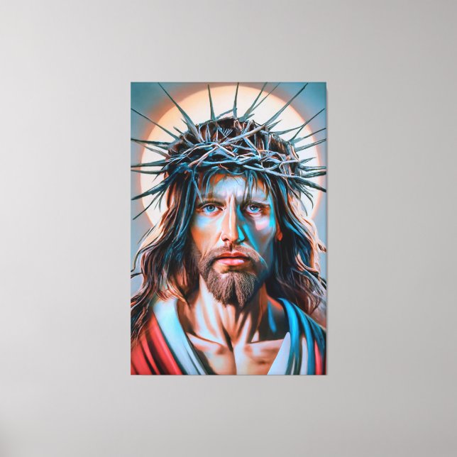 Jesus Christ Wearing Crown of Thorns Canvas Print (Front)