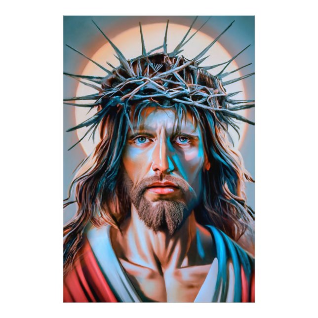 Jesus Christ Wearing Crown of Thorns Photo Print (Front)