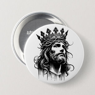 Jesus Christ wearing Kings Crown illustration Art  7.5 Cm Round Badge