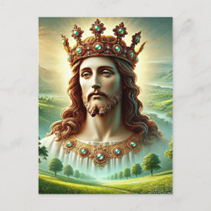 Jesus Christ wearing Kings Crown Landscape Art Postcard