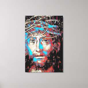 Jesus Christ Wearing Thorn Crown Abstract Painting Canvas Print