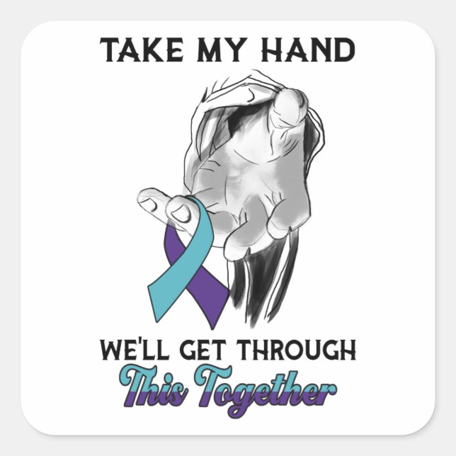Jesus Christ We'll Get Through Suicide Awareness T Square Sticker (Front)