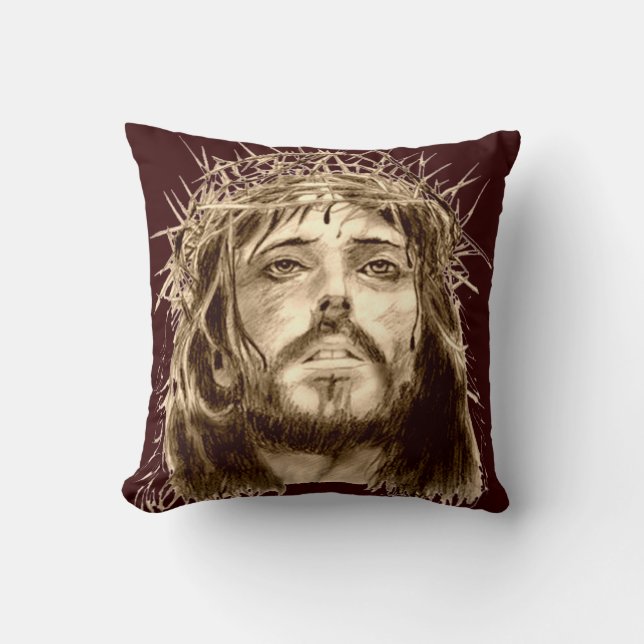 Jesus Christ with a Crown of Thorns Cushion (Front)