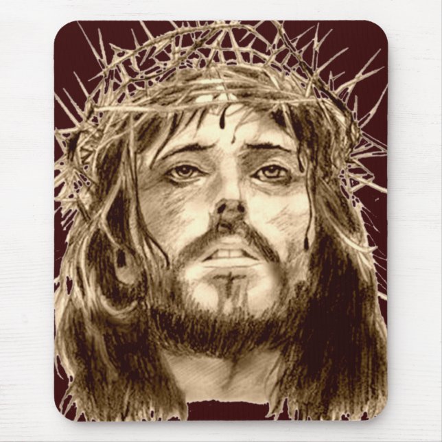 Jesus Christ with a Crown of Thorns Mouse Mat (Front)