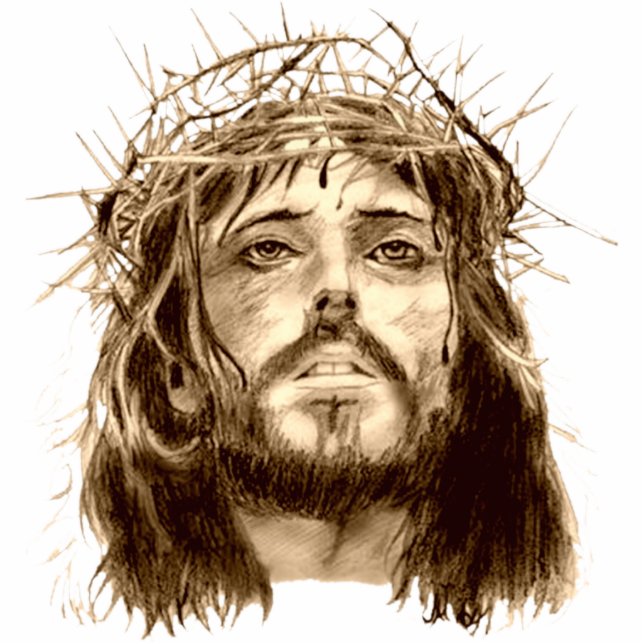 Jesus Christ with a Crown of Thorns Standing Photo Sculpture (Front)