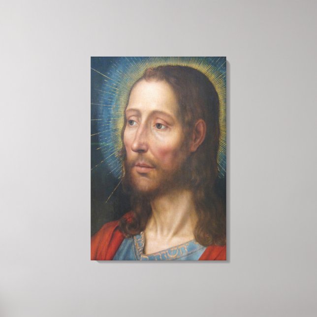 Jesus Christ With a Gold Halo (by Quentin Metsys) Canvas Print (Front)