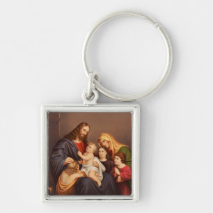 Jesus Christ with Children Premium Fine Art Key Ring