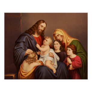 Jesus Christ with Children Premium Fine Art Poster