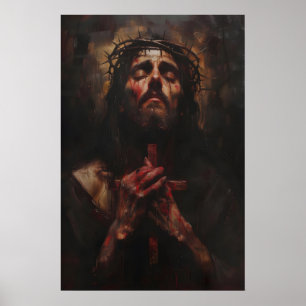 Jesus Christ with Crown of Thorns Art, Digital Poster