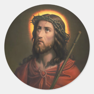 Jesus Christ with Crown of Thorns Classic Round Sticker