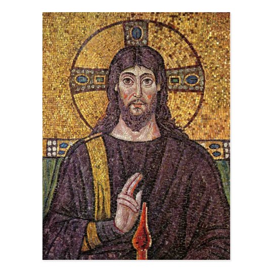 Jesus Christ with Holy Spirit Flame Mosaic Postcard