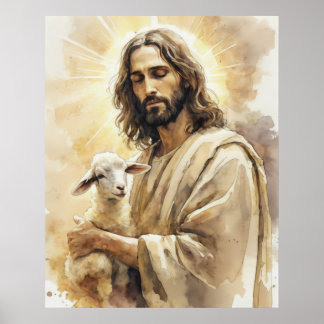 Jesus Christ With Lamb Poster
