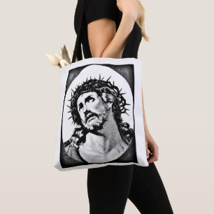 Jesus Christ with thorn crown Vintage religious Tote Bag