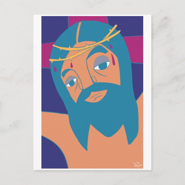 Jesus Christ Yeshua Crucifixion Illustration Postcard (Front)