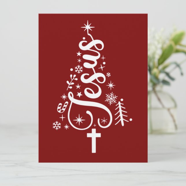Jesus Christian Christmas Bible Verse Faith  Holiday Card (Standing Front)