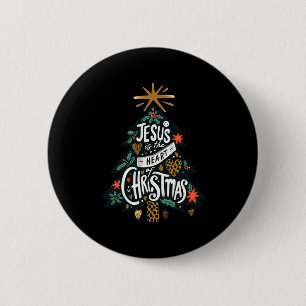 Jesus Christian Christmas Tree Men Women Kids Xmas 6 Cm Round Badge