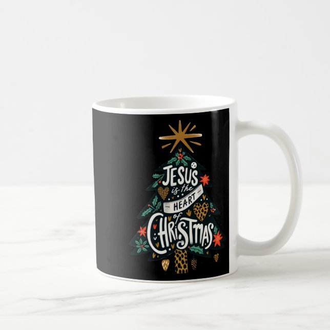 Jesus Christian Christmas Tree Men Women Kids Xmas Coffee Mug (Right)