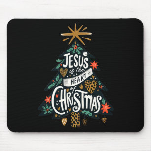 Jesus Christian Christmas Tree Men Women Kids Xmas Mouse Mat
