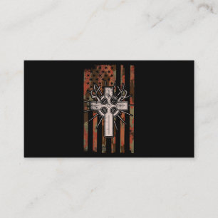 Jesus Christian Cross Hunting American Flag Camo D Business Card