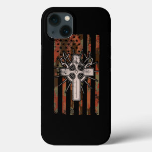 Jesus Christian Cross Hunting American Flag Camo D iPhone 13 Case