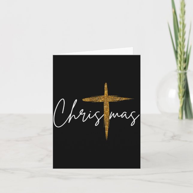 Jesus Christian Cross Merry Christmas Pajamas Fami Card (Front)