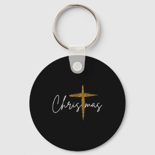 Jesus Christian Cross Merry Christmas Pajamas Fami Key Ring