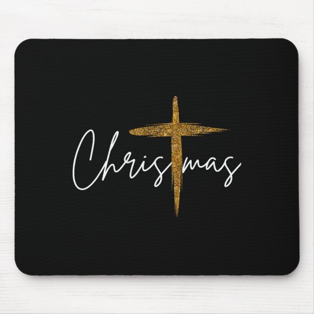 Jesus Christian Cross Merry Christmas Pajamas Fami Mouse Mat (Front)
