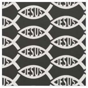 Jesus Christian Fish Pattern Fabric
