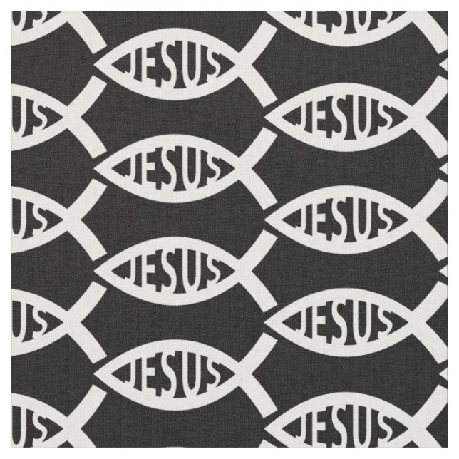 Jesus Christian Fish Pattern Fabric (Close Up)