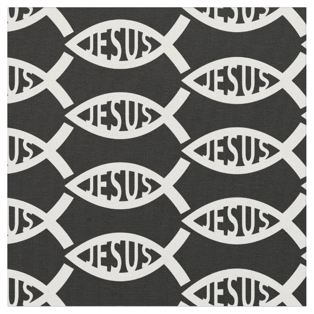Jesus Christian Fish Pattern Fabric (Close Up)