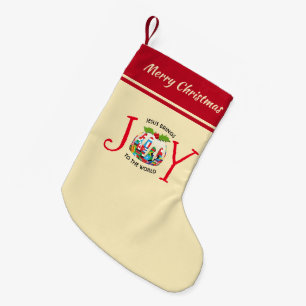 JESUS   Christian   JOY TO THE WORLD   Festive Small Christmas Stocking
