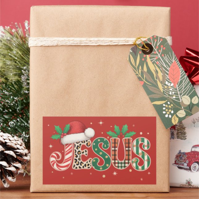 Jesus Christian Religious Saying Faith Bible Verse Rectangular Sticker (Holiday)