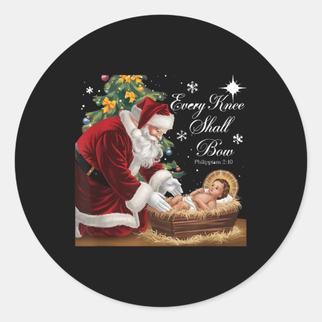 Jesus Christian Santa Christmas Xmas Every Knee Sh Classic Round Sticker (Front)