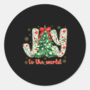 Jesus Christian Xmas Tree Holiday Christmas Joy To Classic Round Sticker